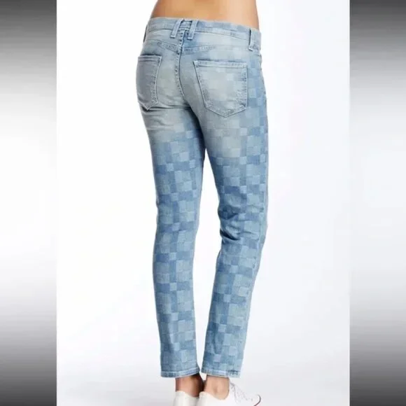 RARE Y2K Current/Elliott The Fling Slim Boyfriend Jeans in Patchwork Monterrey